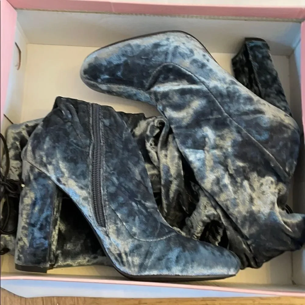 PENNY LOVES KENNY OVER KNEE VELVET BOOTS. …